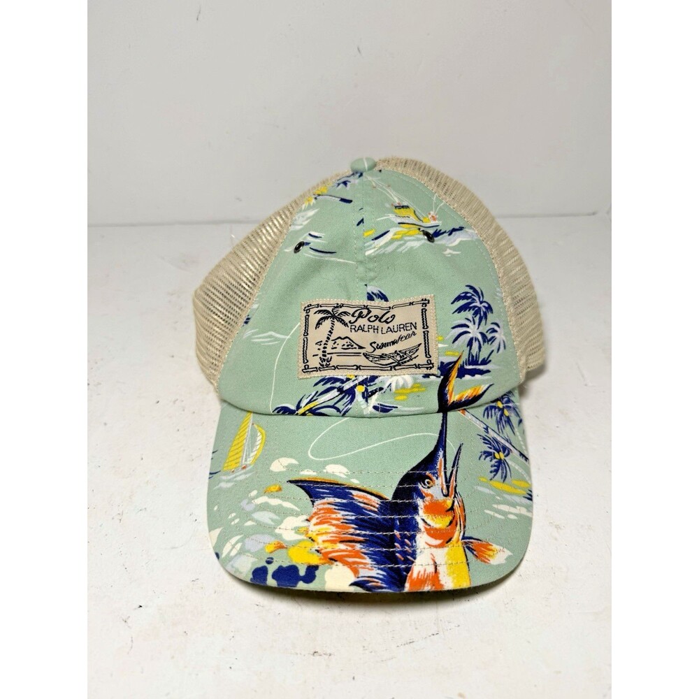 Polo Ralph Lauren Swimwear Hat Cap Tropical Print Nautical Marlin Adjustable